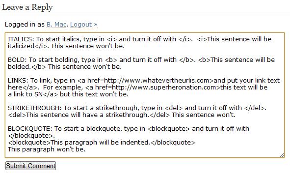 How to do HTML on Superhero Nation